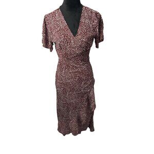 Red & White Polka Dot Flutter Sleeve Wrap Maxi Dress